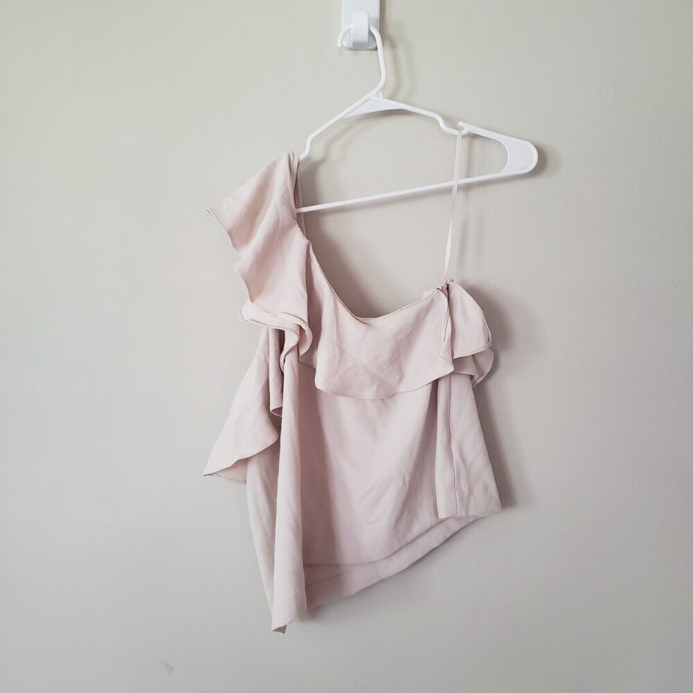 NWT Mango One-Shouldered Top - Ivory with Ruffles - Size Medium